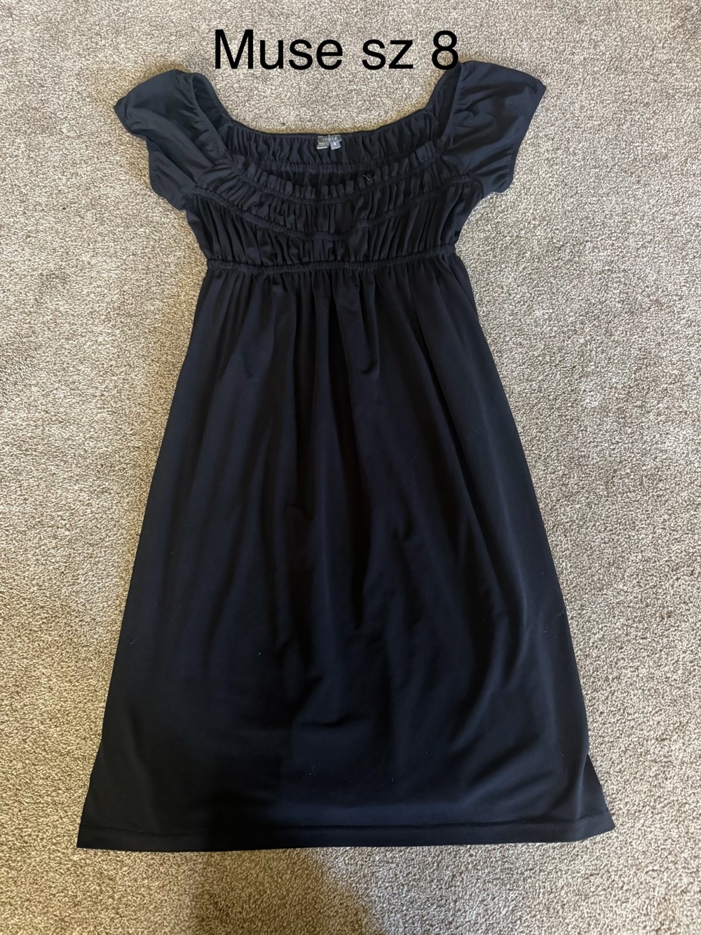 Muse Black Smocked Empire Waist Casual Dress